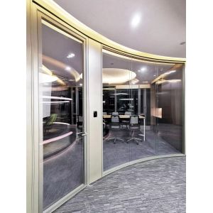Cheap Customizable Curved Glass Partition Wall with Aluminum Frame for sale