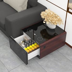 Multi-functional Coffee Table with Refrigerator Storage Cabinet and Wireless