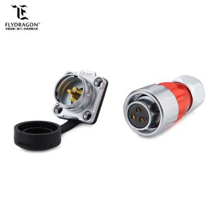 Metal Cover Connector IP67 3Pin Waterproof Connector Soldering Wire to Board