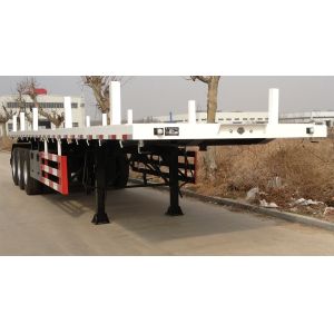 13000 Mm Length Flatbed Semi Trailers / Container Trailer Mechanical Suspension