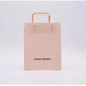 ODM Pink Kraft Paper Bag Biodegradable Patch Handle Bag ISO9001