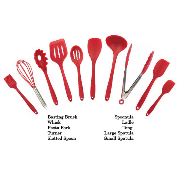 BPA Free Non Stick Cooking Baking 10 Pieces Set Silicone Kitchen Utensils Set