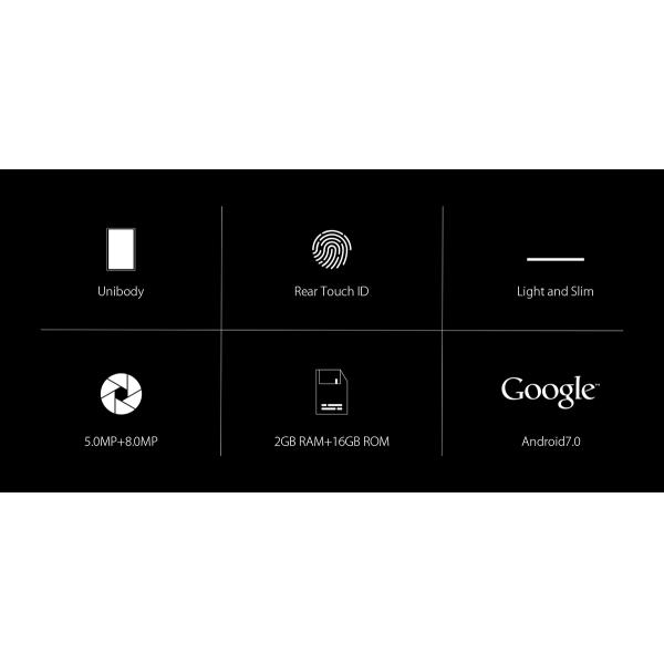 Mobile phone Fingerprint Android 7.0 2GB +16GB MTK6580A Quad core 5.0inch HD Smartphone 8.0MP GPS cell phone factory