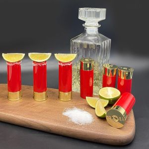 China 12 Gauge Shot Gun Shell Style Shot Glass Set Of 4 Plastic Shot Glasses on sale