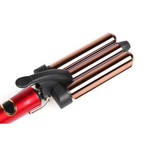 Titanium Coated Hair Curling Iron 3 Barrel Wand Temperature Adjustable With LCD