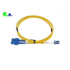 Cheap LC UPC To SC UPC 2.0mm Single Mode Fiber Optic Patch Cable Duplex Jumper Patch Cord Yellow LSZH for sale