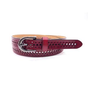 China 120cm Women Skinny Belt With Round Hollow Alloy Buckle on sale