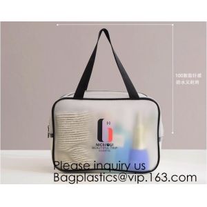 Cheap Travel Transparent Pvc Toilet Cosmetic Bag Clear Make Up Pouch,Waterproof Custom Logo Geometric Black Pouches Cosmetic B for sale