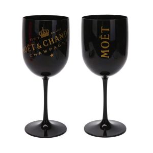 China Fashions 450ml Black Reusable Plastic Wine Glasses Moet & Chandon acrylic champagne flutes on sale