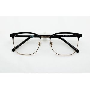 Unisex Rectangular Metal Eyeglasses with Handmade Acetate Combination Eye Frames