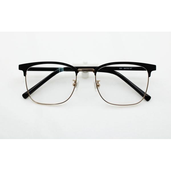Unisex Rectangular Metal Eyeglasses with Handmade Acetate Combination Eye Frames