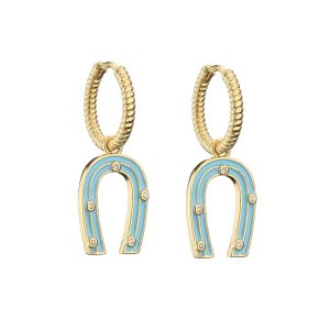 China Enamel U Shape Gold Earrings Cute Contemporary OEM Gold Plated Hoop Earrings on sale