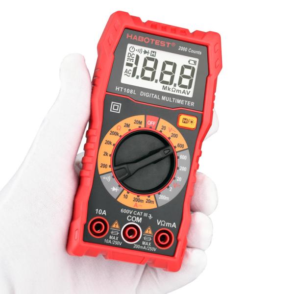 Quality Habotest HT108L Manual Range CE Certified ABS Digital Multimeter DMM Tester with 600V Voltage 10A Current 20M Ohm Resistance wholesale