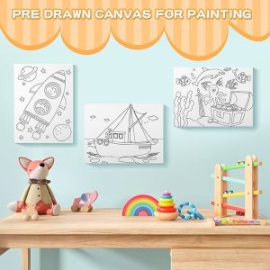 DIY Coloring Pre Printed Canvas Pre Stenciled Painting Kits For School Classroom
