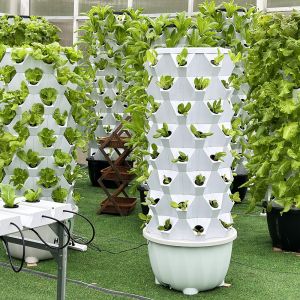 Stocked 65L 6 Layer 48 Plant Holes Hydroponic Growing Tower With Drip Nutrient