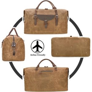 Oversized Waterproof Weekend Overnight Bag Travel Carry On Tote With Waxed