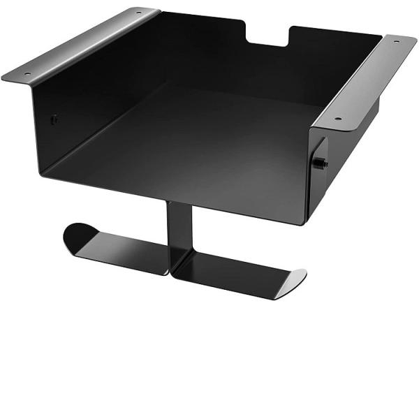 Quality Single Square Modern 2mm Iron Desk Storage Shelf with Dual Headset Hanger Hook Holder wholesale