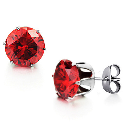 Wholesale Stainless Steel Round Clear Cubic Zirconia Stud Earrings Women