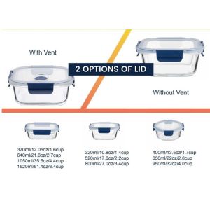 Customized Color Sprayed Stackable Glass Food Storage Box With Vented Cool Lock