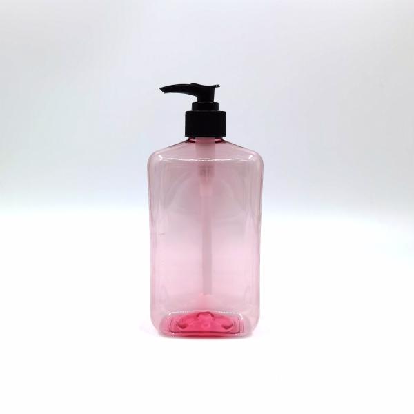 500ml Flat Plastic Cosmetic Bottles With Black Lotion Pump Shampoo Hand Wash