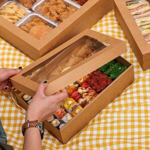 CMYK 4 Color Offest Printing Customized Kraft Disposable Takeaway Food Packaging