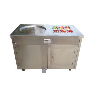 Single Flat Pan Fried Ice Cream Roll Machine With Optional Container