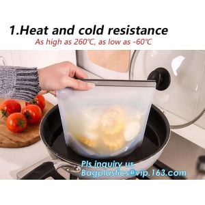 Storage preservation reusable silicone food bag,FDA reusable silicone storage