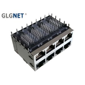DIP Mounting Stacked RJ45 Connectors Shielded With 5G Integrated Transformer