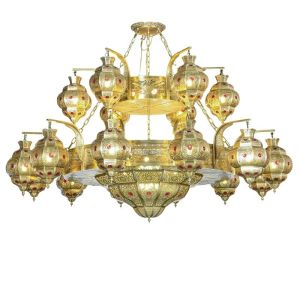 Glass Shade LED Black Copper Chandelier With Switch Control Laser Engraving Logo