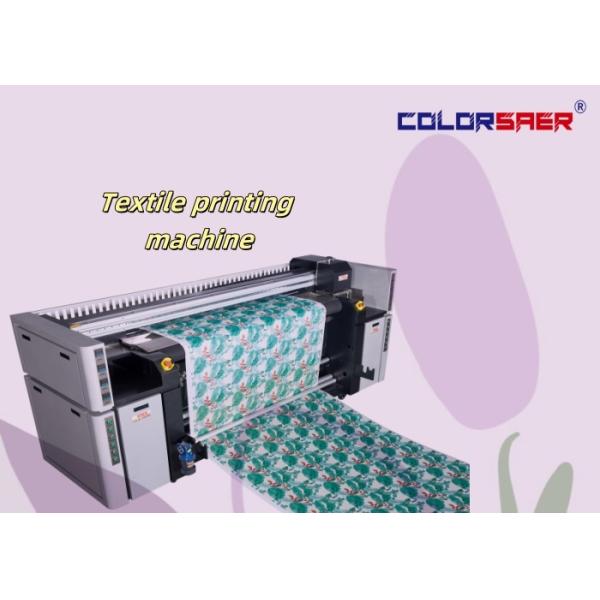 Large format roll to roll textile printing system with fixation heater unit