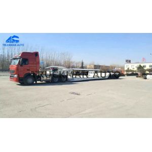 4 Axles Lowboy Semi Trailer Q345 High Tensile Steel 70-80 Tons Capacity