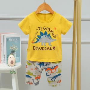 China Blue Dinosaur Korean Childrens Plain Pyjamas Shorts breathable feeling for summer on sale