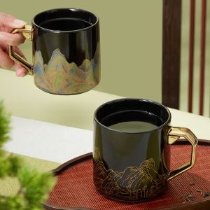 Ready To Ship In Stock Elegant Handpainted Ceramic Mug For Food Safety Color