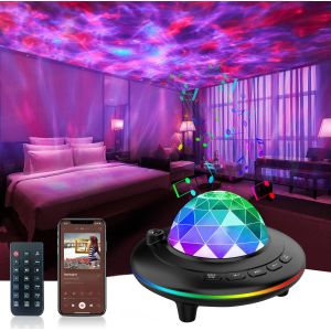 China New UFO Ocean Wave Star Projector Light Laser All Star Projection Night Light Lamp With Speaker For Bedroom Party Game R on sale