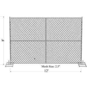 chain link temporary construction fence panels 6FT X 10F Mesh 2 3/8 " x 2 3/8" (