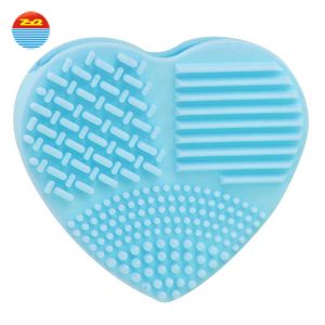China Protect Brush Heart-shaped Silicone Cleaning Pad , Silicone Face Scrub Pad With Holder on sale