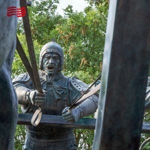 Custom Print Method Bronze Carriage Sculpture with Four Horses in Urban