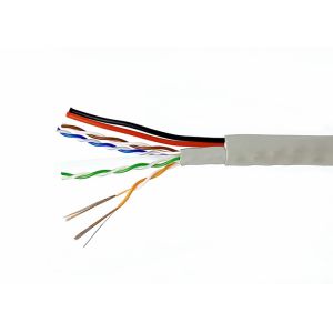Round Bulk CCTV Cable 4 Pairs UTP CAT6+2x0.5MM2 Pure Copper Stranded
