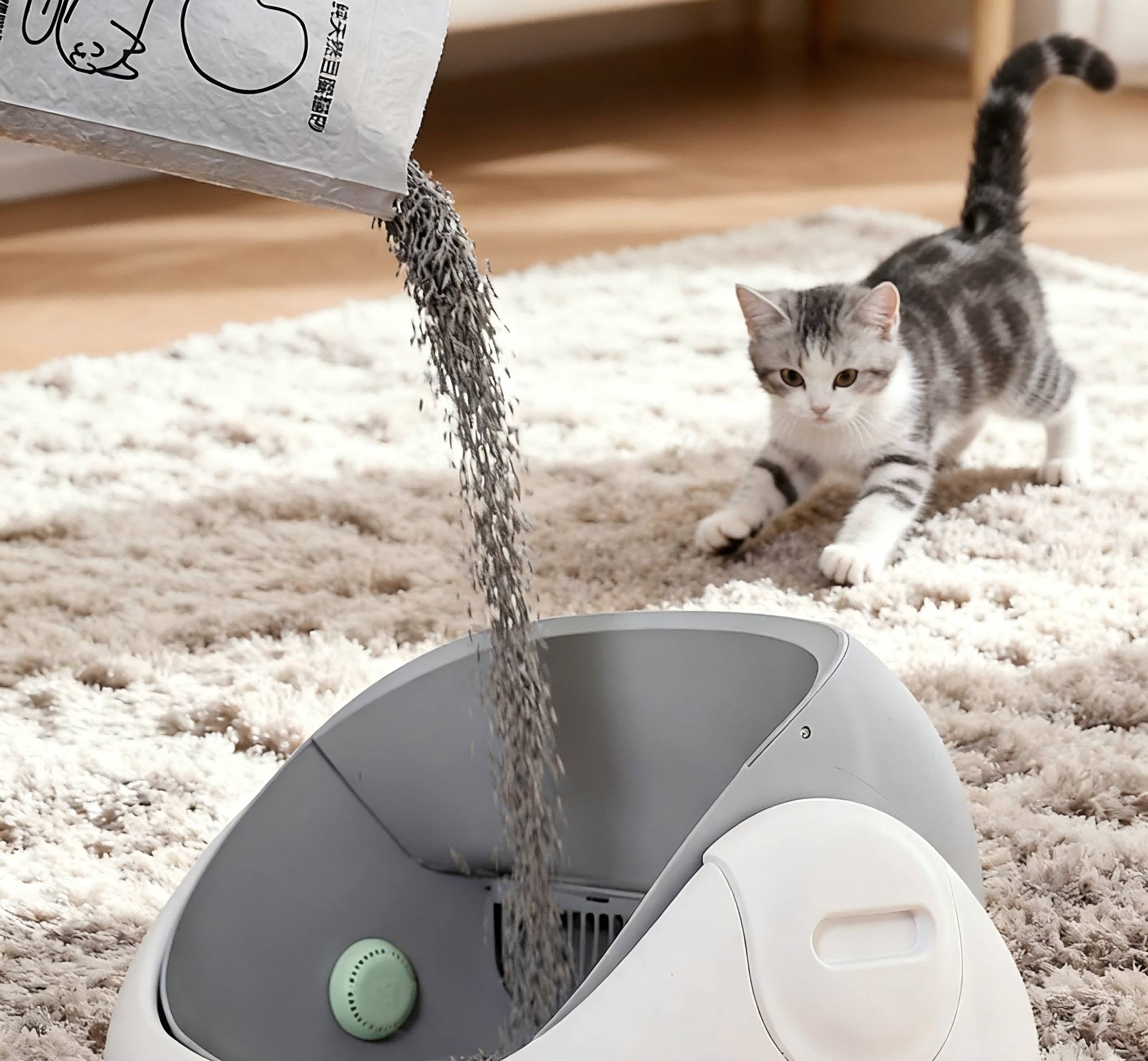 Plastic Eco-Friendly Deodorant Ball Cat Litter Box Automatic Cleaning Large Capacity Enclosed Anti-splatter Design Sieve Easy