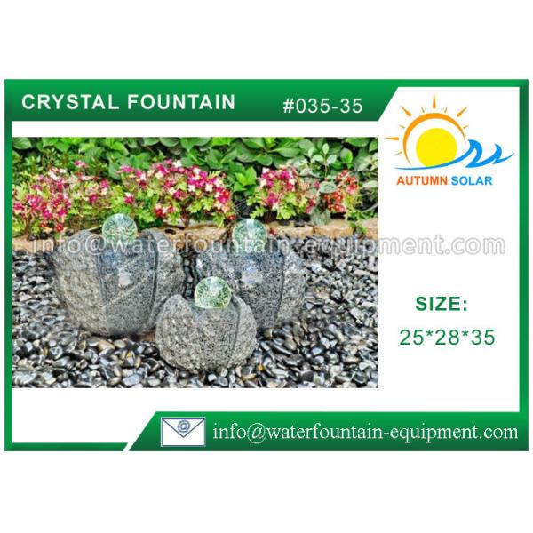 Quality Artistic Cast Stone Garden Fountains Polished Surface With Three Crystal Glass Balls wholesale