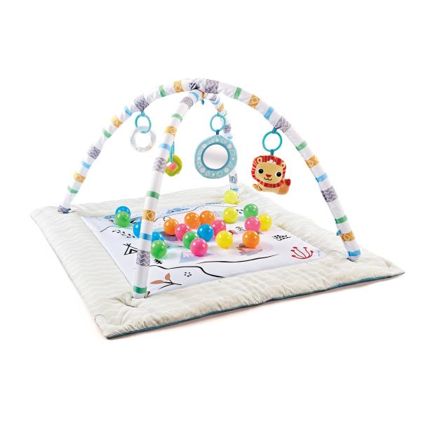 Activity Play Mat & Ball Pit, with High Contrast Toys & Self-Discovery Mirror &