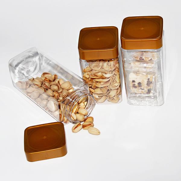 Square Pet Material Transparent Food Storage Canister With PP Lid For Kitchen