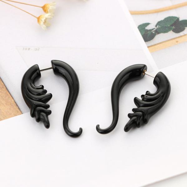 Punk Black Geometric Drop Earrings Exaggerated Plant Dangle Earrings for Women Party Ear Jewelry Brincos Gifts
