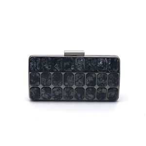 Flat Closure Black Rectangle Handbag Frames With Grey Acrylic