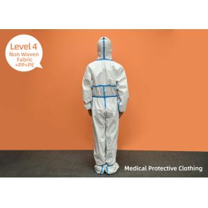 White Medical Isolation Gown Waterproof Breathable Membrane Aami Level 4