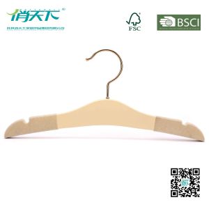 Betterall Superior Khaki Wooden Kids Hanger with Non-slip Shoulder