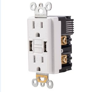 Auto Monitoring Secure GFI GFCI Electrical Outlet 15A With 2 USB