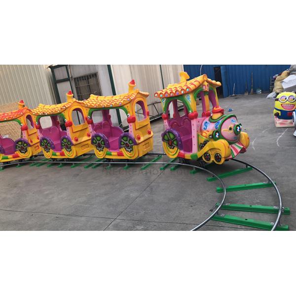 Funny Kiddie Ride Amusement Game Machines Fiberglass 14 Seats Electrical Track Train