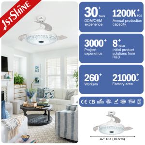 Energy-Saving 42" Blade Size ODM Down Rod LED Ceiling Fan with 6 Speed Remote