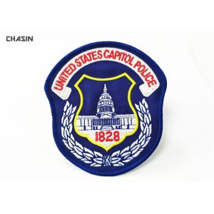 Twill Embroidered Badge Patch Merrow Border Heat Seal With Glue Back